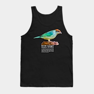 Scrub tanager tropical bird white text Tank Top